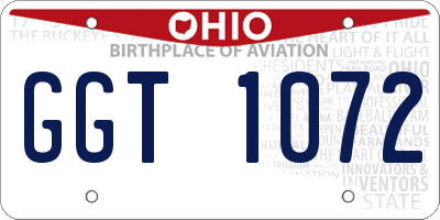OH license plate GGT1072