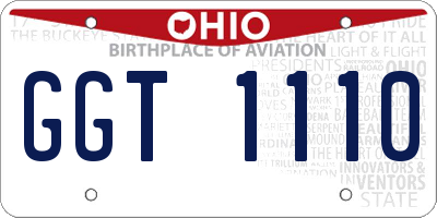 OH license plate GGT1110