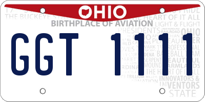 OH license plate GGT1111