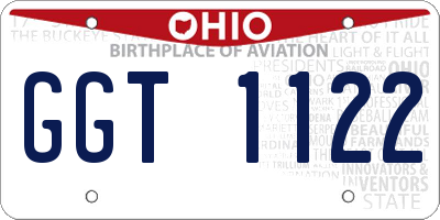 OH license plate GGT1122
