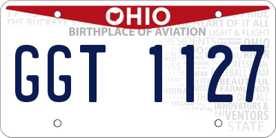 OH license plate GGT1127