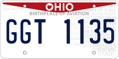 OH license plate GGT1135