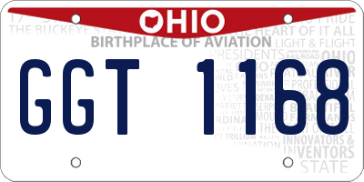 OH license plate GGT1168