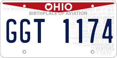 OH license plate GGT1174
