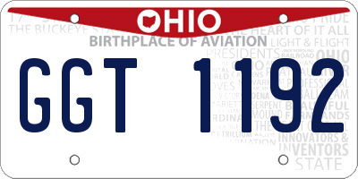 OH license plate GGT1192