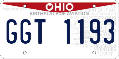 OH license plate GGT1193