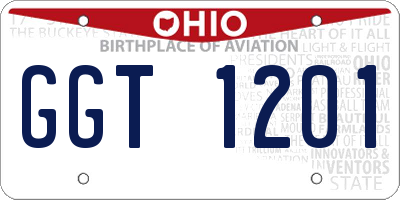 OH license plate GGT1201