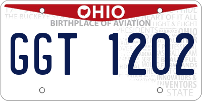 OH license plate GGT1202
