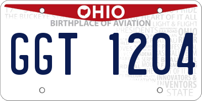 OH license plate GGT1204