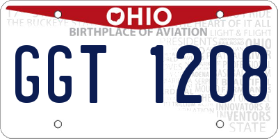OH license plate GGT1208