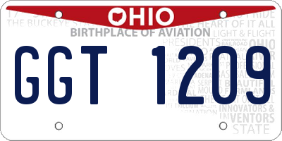 OH license plate GGT1209