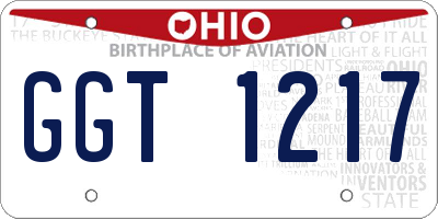 OH license plate GGT1217
