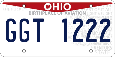 OH license plate GGT1222