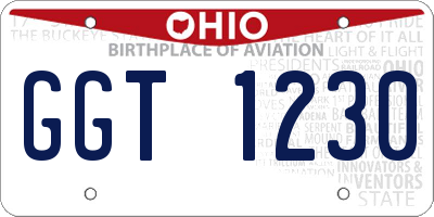 OH license plate GGT1230