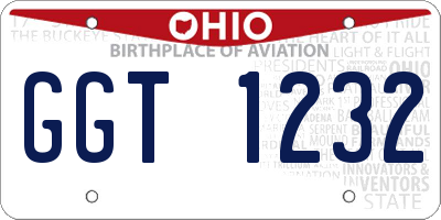 OH license plate GGT1232