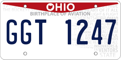 OH license plate GGT1247