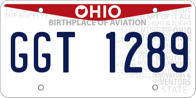 OH license plate GGT1289