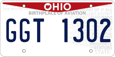 OH license plate GGT1302
