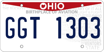 OH license plate GGT1303