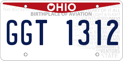 OH license plate GGT1312
