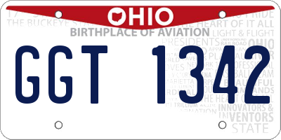 OH license plate GGT1342