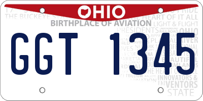 OH license plate GGT1345