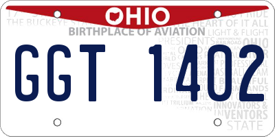 OH license plate GGT1402