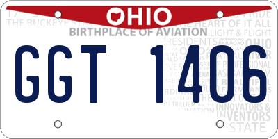 OH license plate GGT1406