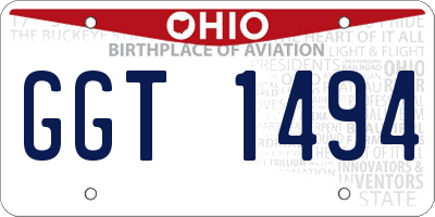 OH license plate GGT1494
