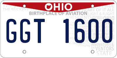 OH license plate GGT1600
