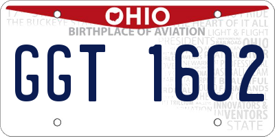 OH license plate GGT1602