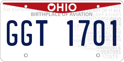 OH license plate GGT1701