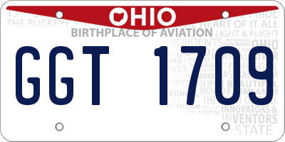 OH license plate GGT1709