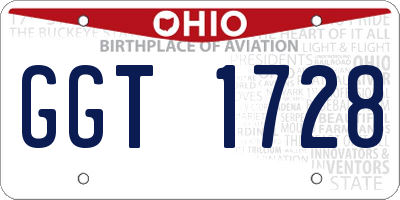 OH license plate GGT1728