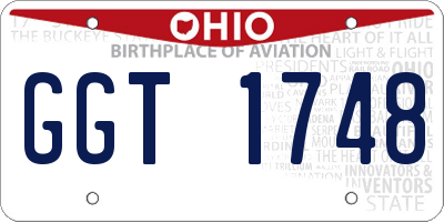 OH license plate GGT1748