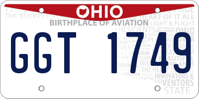 OH license plate GGT1749