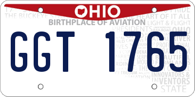 OH license plate GGT1765