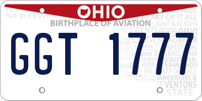 OH license plate GGT1777