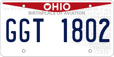OH license plate GGT1802