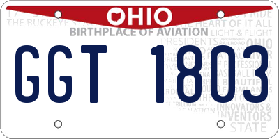 OH license plate GGT1803
