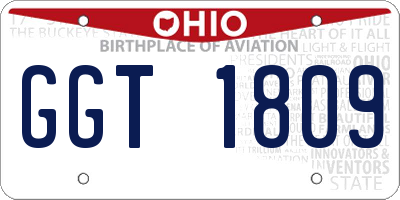 OH license plate GGT1809