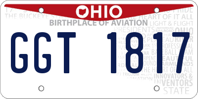 OH license plate GGT1817