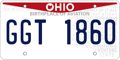OH license plate GGT1860
