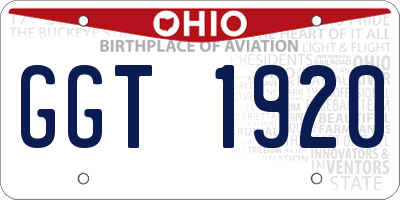 OH license plate GGT1920