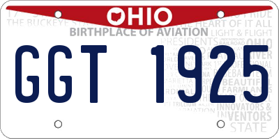 OH license plate GGT1925