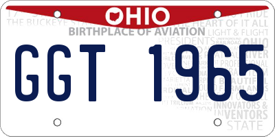 OH license plate GGT1965