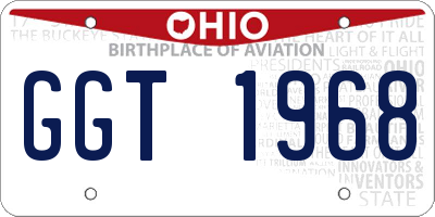 OH license plate GGT1968