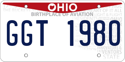 OH license plate GGT1980