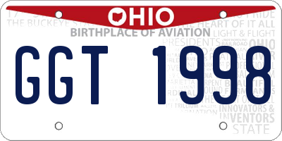 OH license plate GGT1998