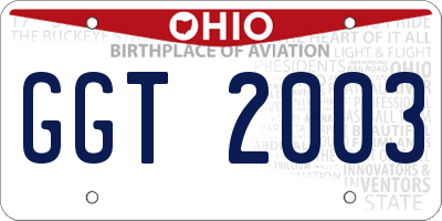 OH license plate GGT2003